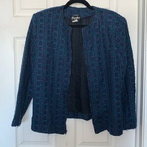 Vintage Caribou Textured Plaid Sweater Jacket